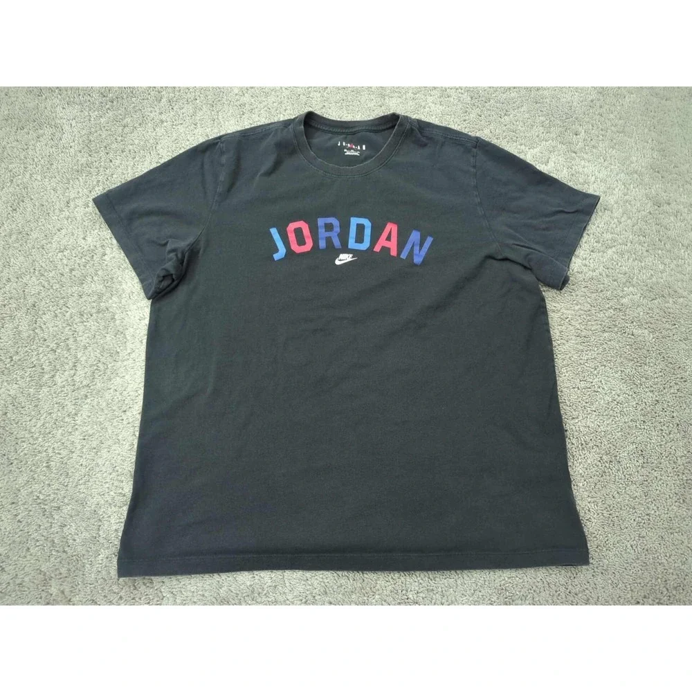 Nike Air Jordan‎ T Shirt Mens XXL Black Short Sleeve Logo Basketball Athletic